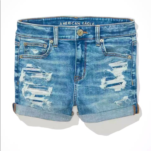 american eagle blue ripped jean shorts size zero - Picture 1 of 2